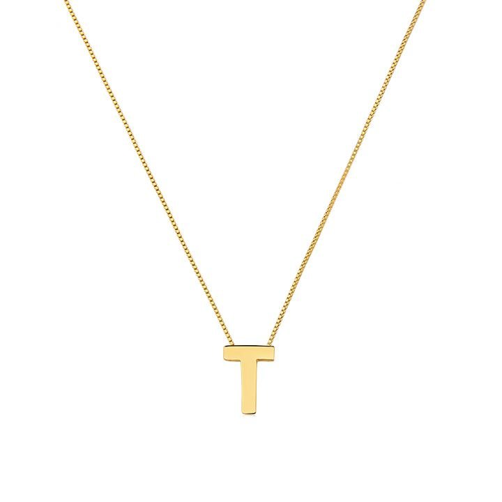 Colar My Collection Love Tradicional Letra Lisa Banhado a Ouro 18K - Z