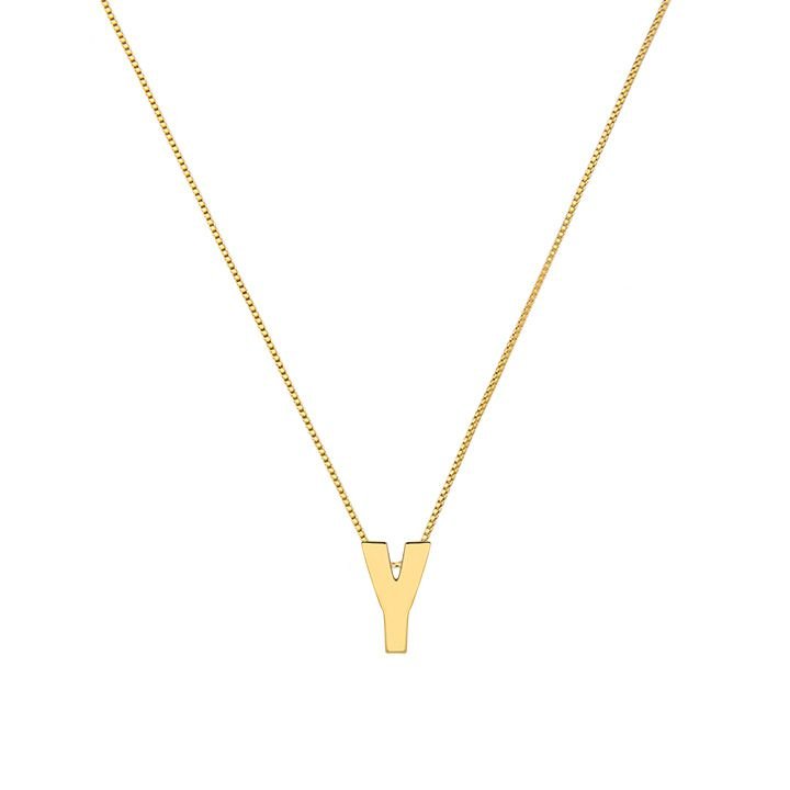 Colar My Collection Love Tradicional Letra Lisa Banhado a Ouro 18K - Z