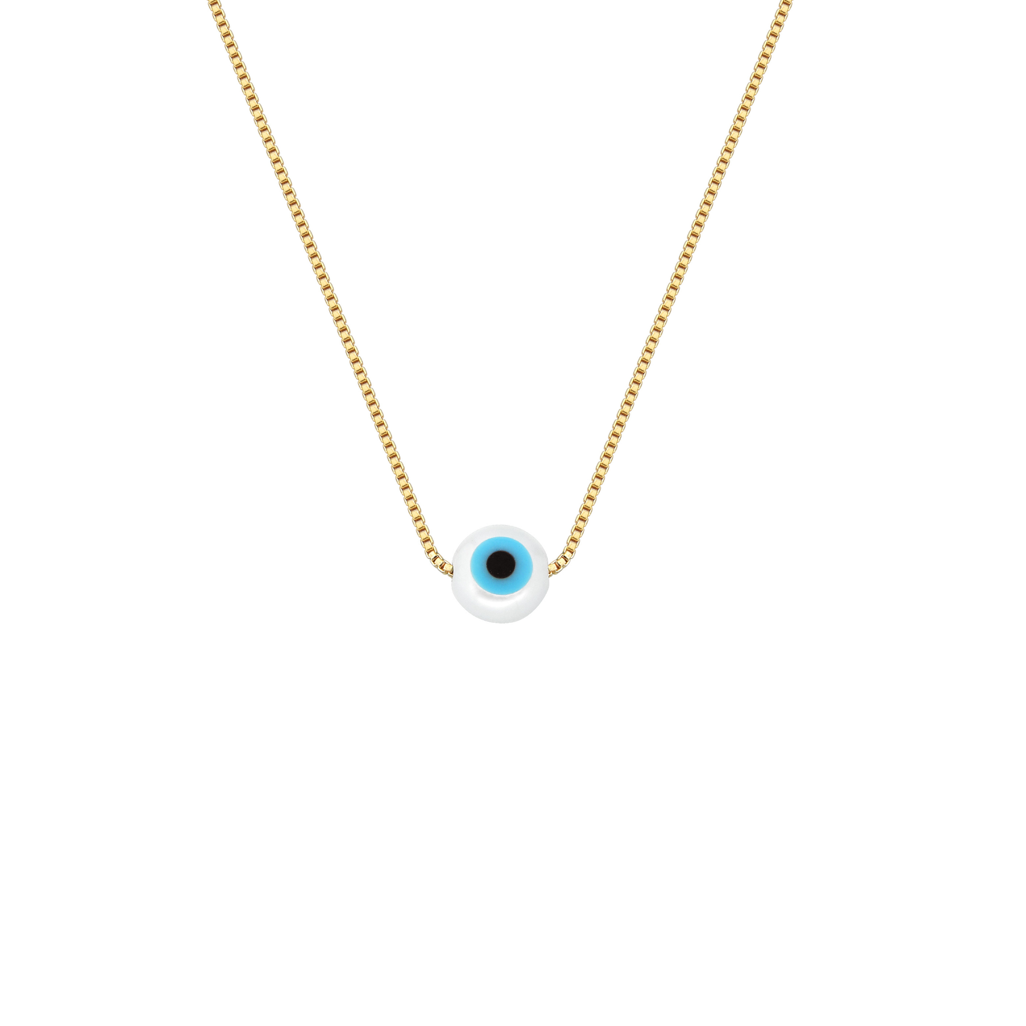 Colar Olho Grego Corrente Veneziana Banhado a Ouro 18k - 10mm