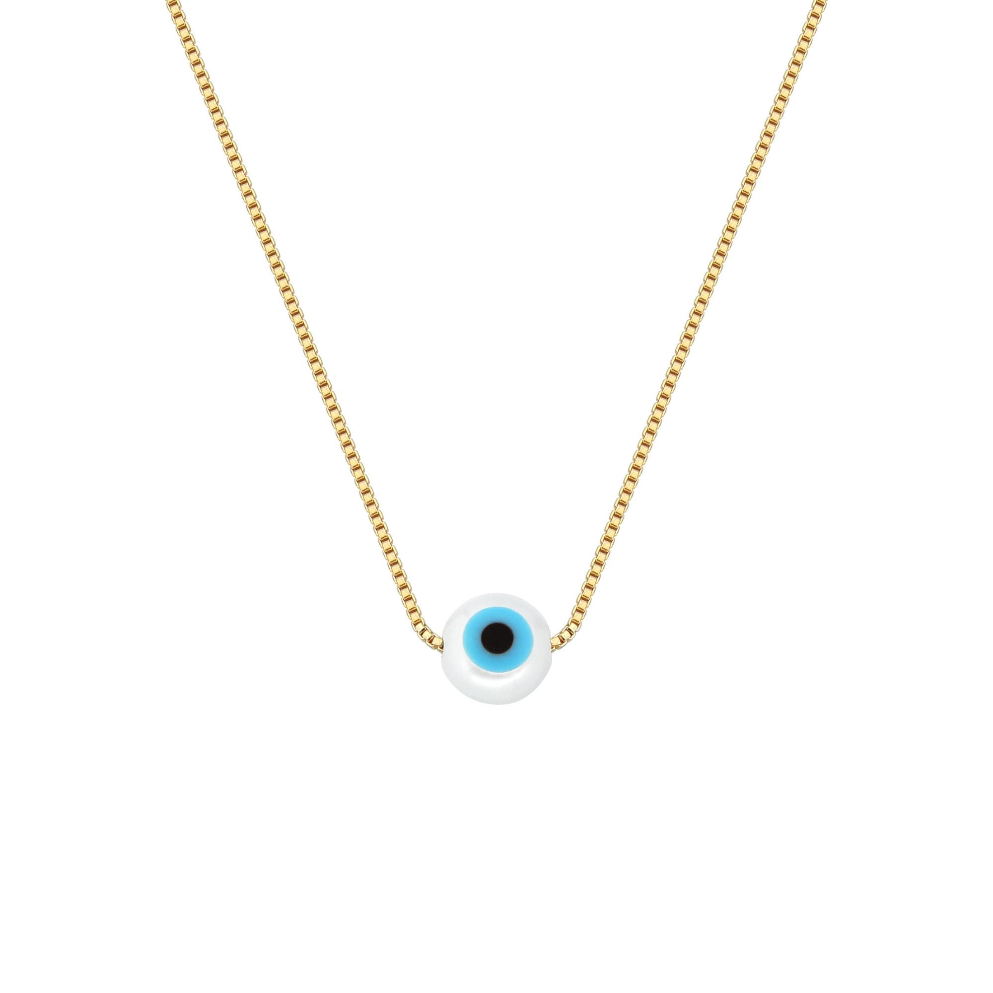 Colar Olho Grego Corrente Veneziana Banhado a Ouro 18k - 10mm