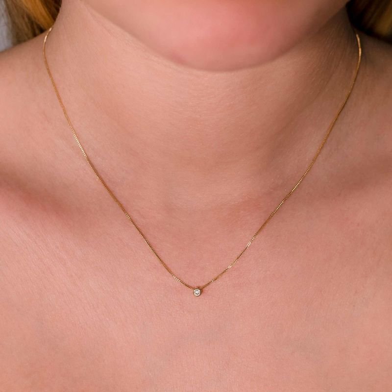 Colar Pingente Ponto De Luz Fressen One Banhado a Ouro 18K