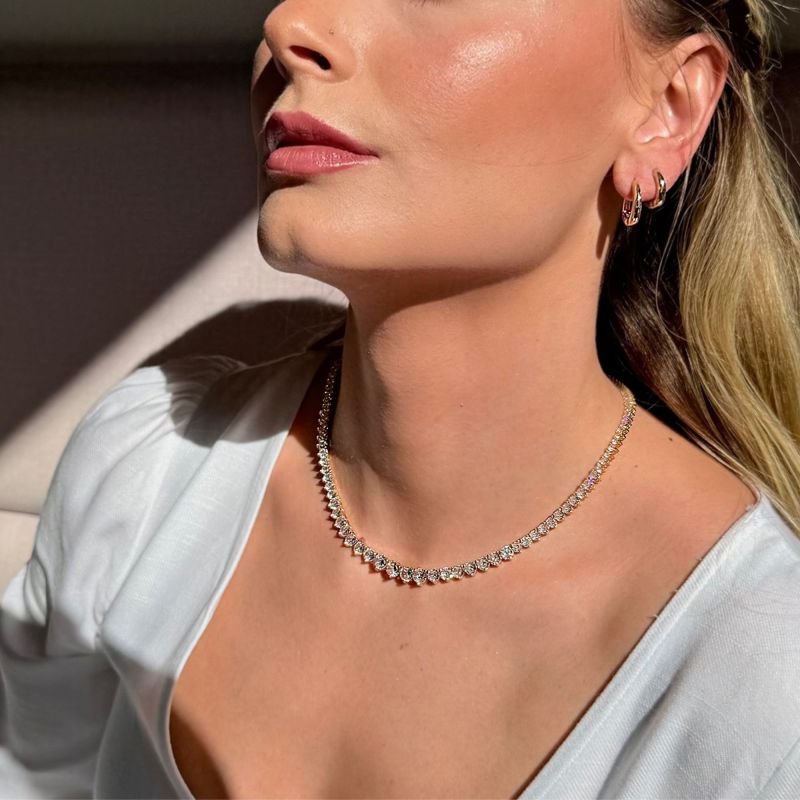 Colar Riviera 112 Zircônias Banhado a Ouro 18K