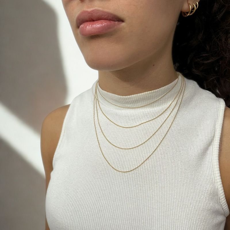 Corrente Elo Português 1mm Banhado a Ouro 18K