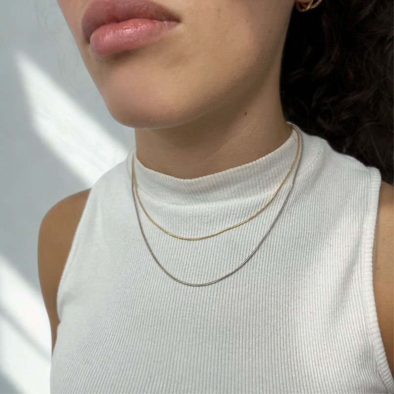 Corrente Rabo de Rato 1mm com Detalhes Banhado a Ouro 18K