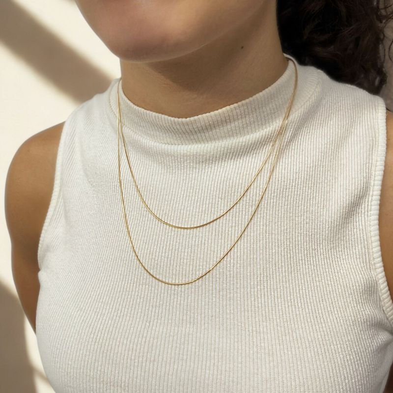 Corrente Rabo de Rato Diamantada 0.6mm Banhada a Ouro 18K