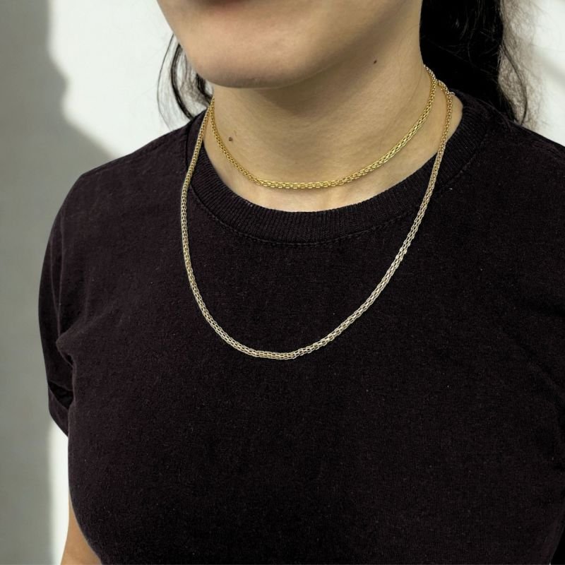 Corrente Tubo Vazada Banhada a Ouro 18K