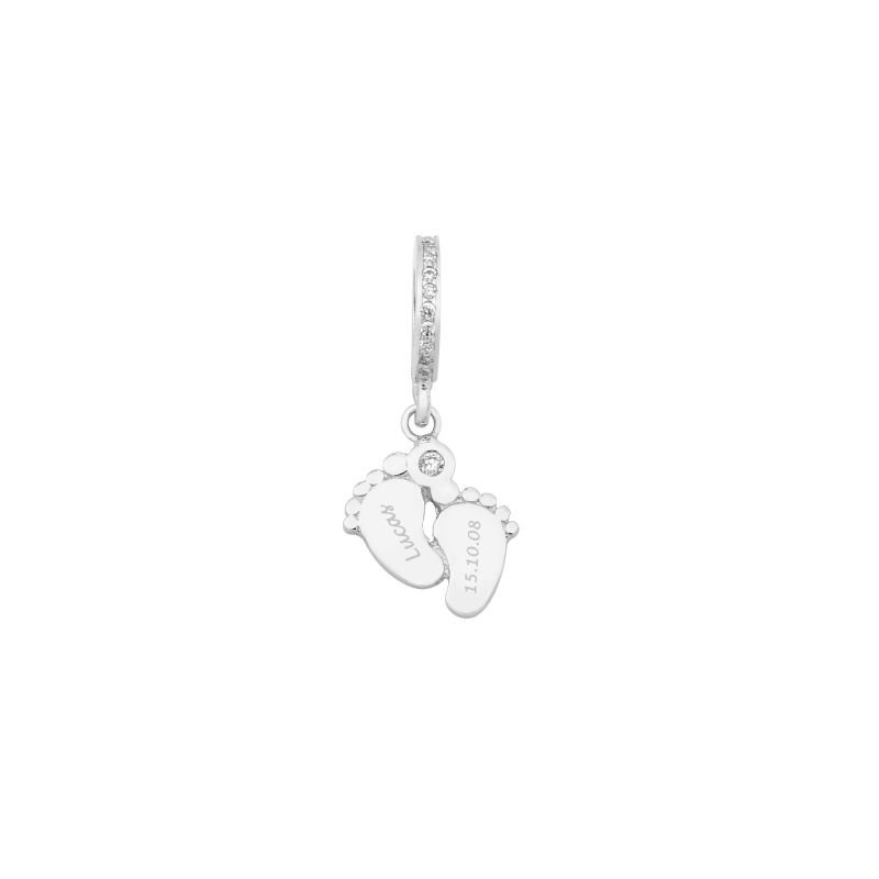 Pingente Enjoy Pézinhos de Bebê com Gravação Banhado a Ouro 18K