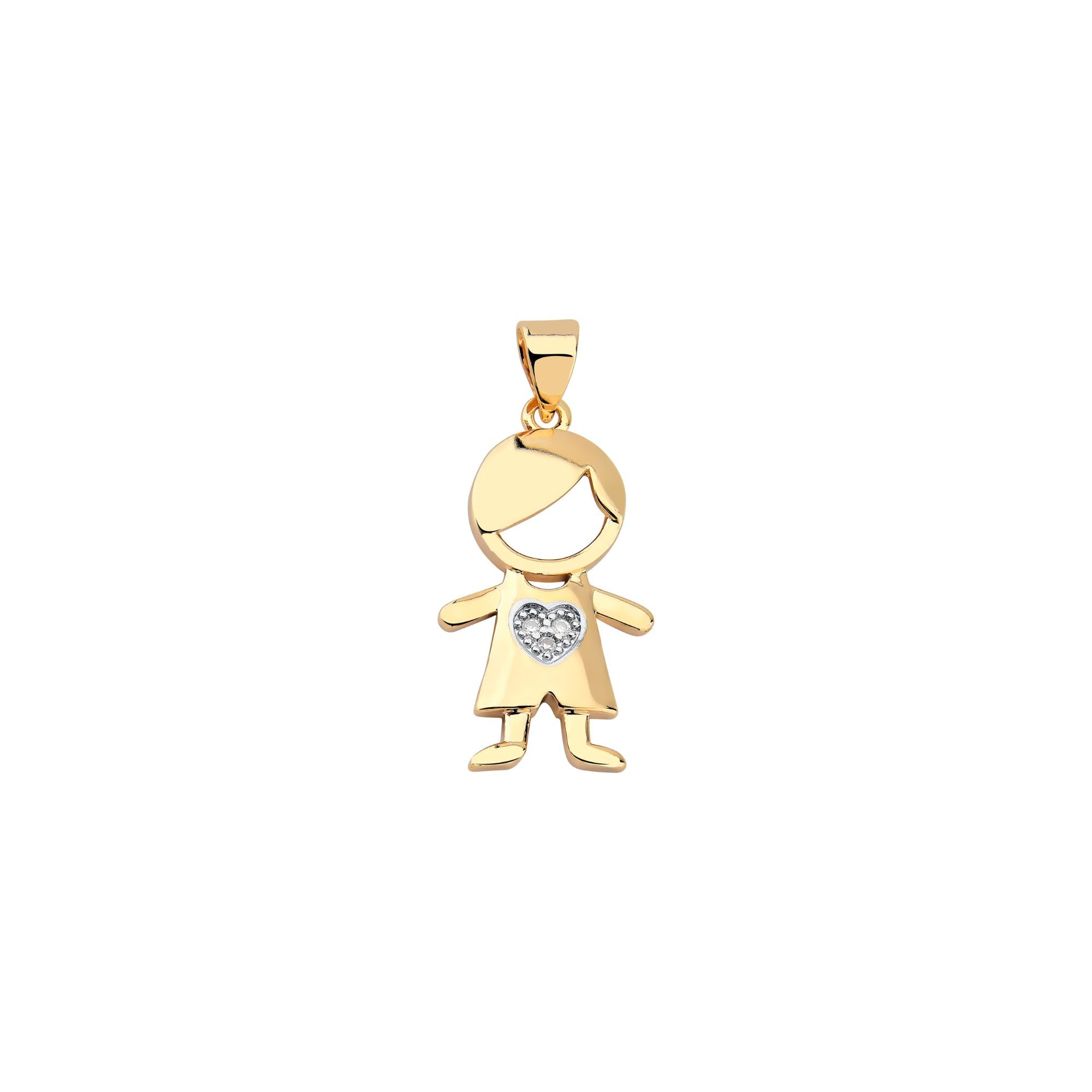 Pingente Filhos com Coração Banhado a Ouro 18K