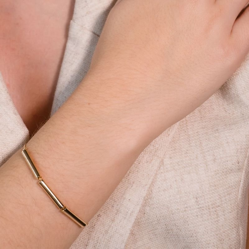 Pulseira com Canutilhos Lisos Mom's Banhada a Ouro 18K