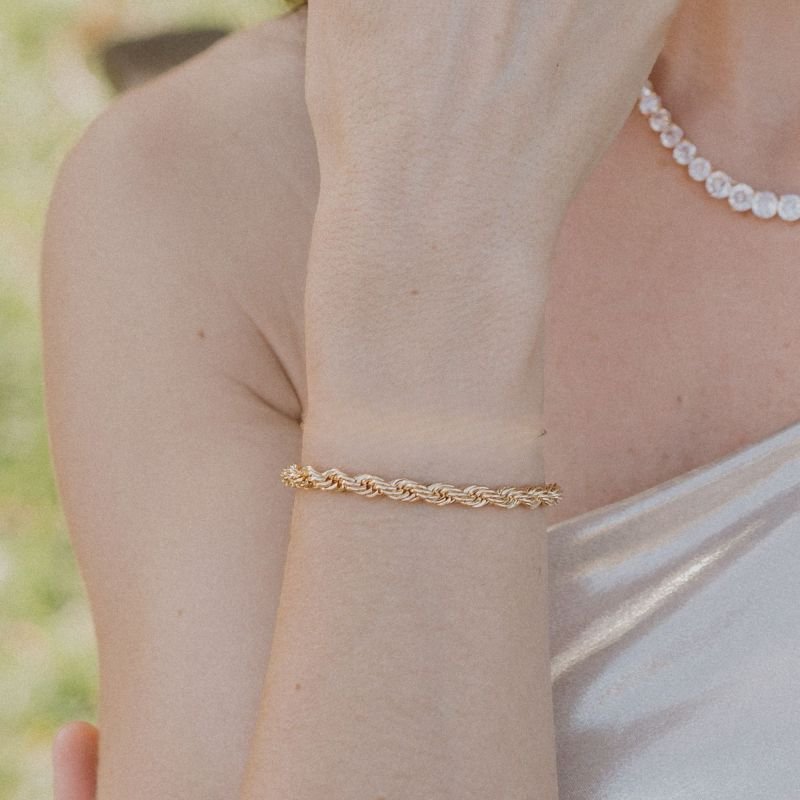 Pulseira Cordão Baiano 5mm Banhada a Ouro 18K