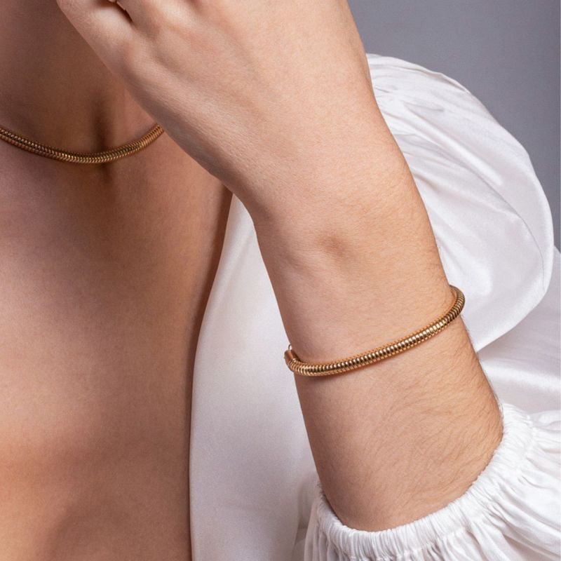 Pulseira Day to Night Rabo de Rato 4mm Banhada a Ouro 18K