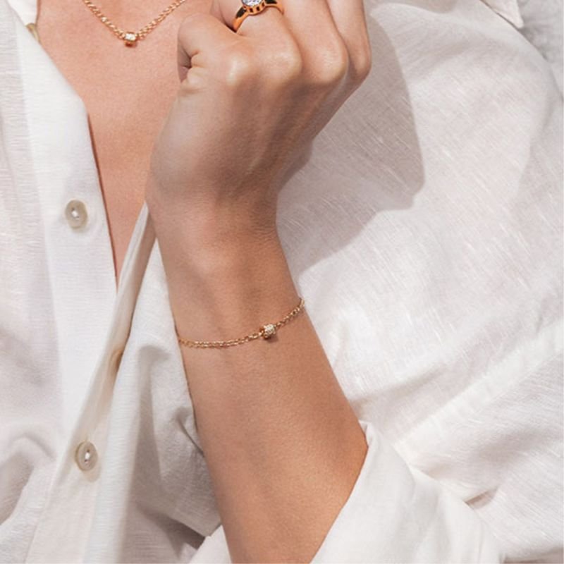 Pulseira Elos Pingente Cravejado Fressen One Banhada a Ouro 18K