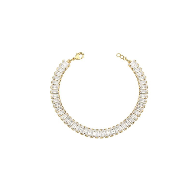 Pulseira Riviera Baguete Banhada a Ouro 18K