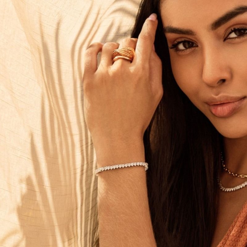 Pulseira Riviera Zircônia Cristal Banhada a Ouro 18K